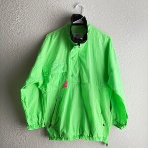 Vintage Neon Green Windbreaker Jacket